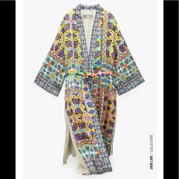 ZARA BELTED KIMONO - Picture 6 of 8